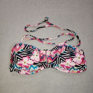 Lips Bikini Swim Top Tropical Hawaiian Floral‎ Small Optional Straps Bandeau